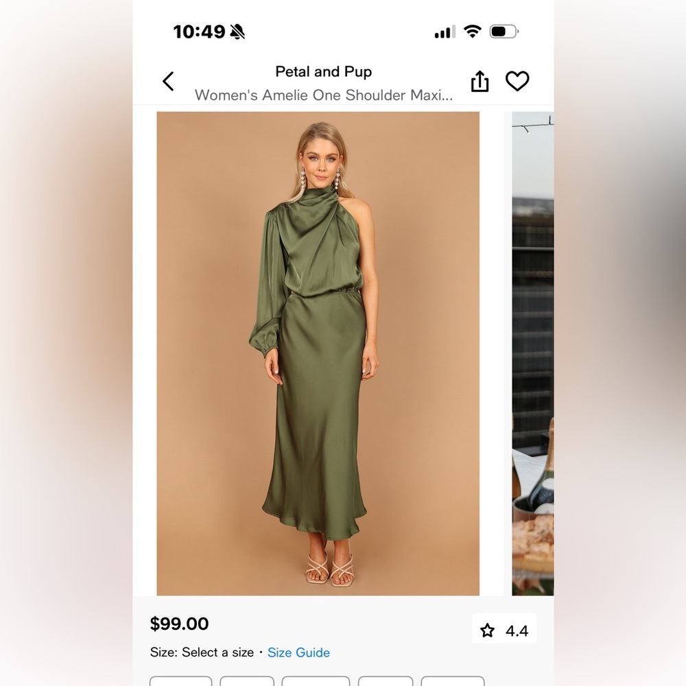 Petal and pup Amelie one shoulder maxi dress Elegant Green Satin Dress